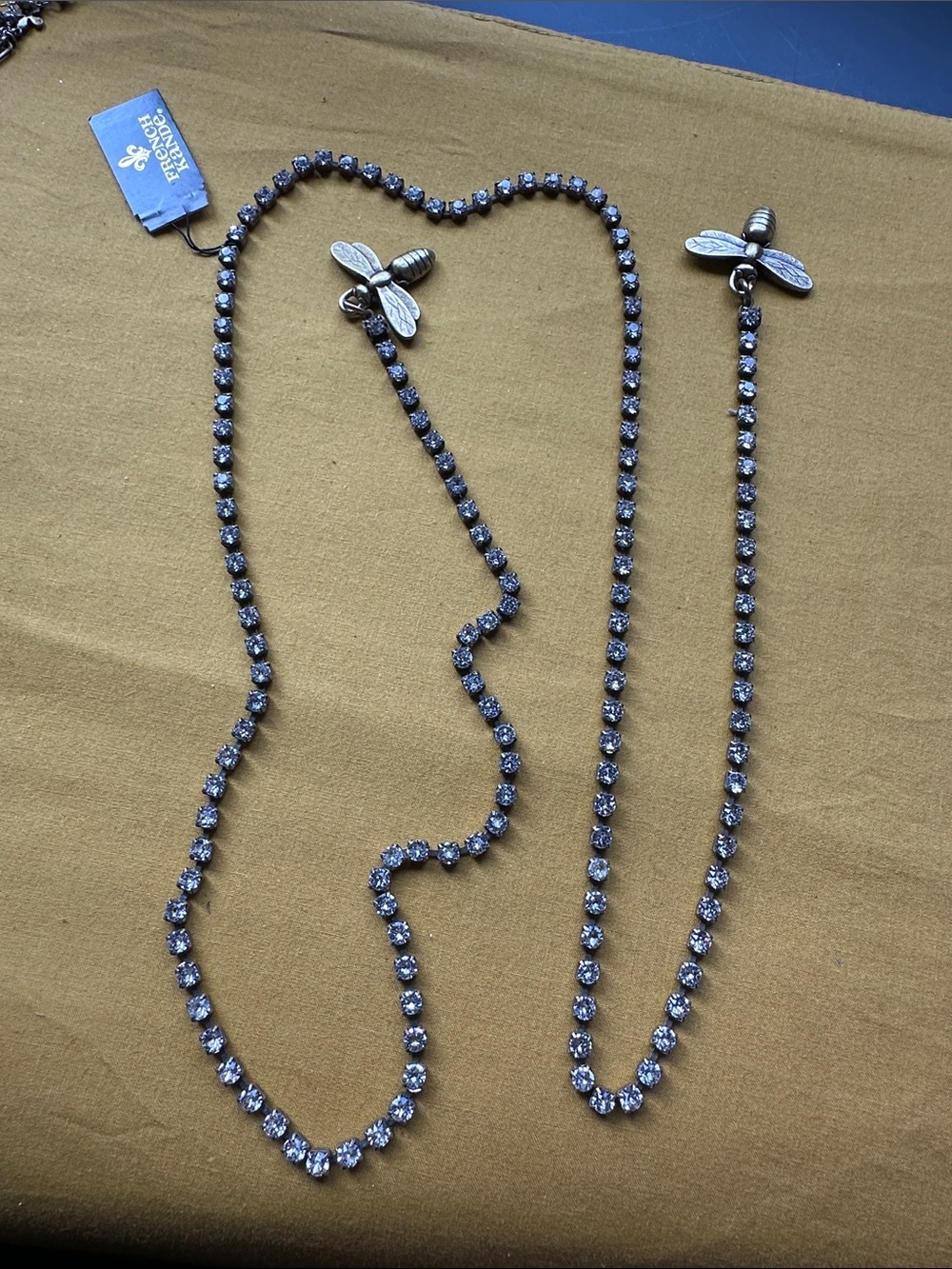 French Connection Silver-Tone Crystal Bee Station Necklace